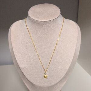 Dainty Sterling Silver Necklace With Star Charm And Cubic Zirconia Accent